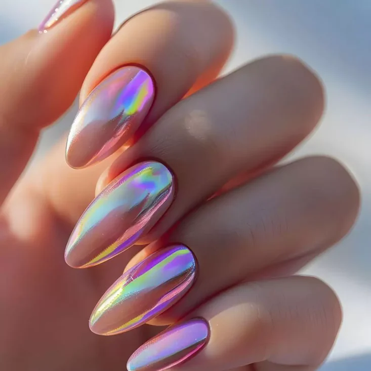 ناخن هفت رنگ آینه ای جذاب