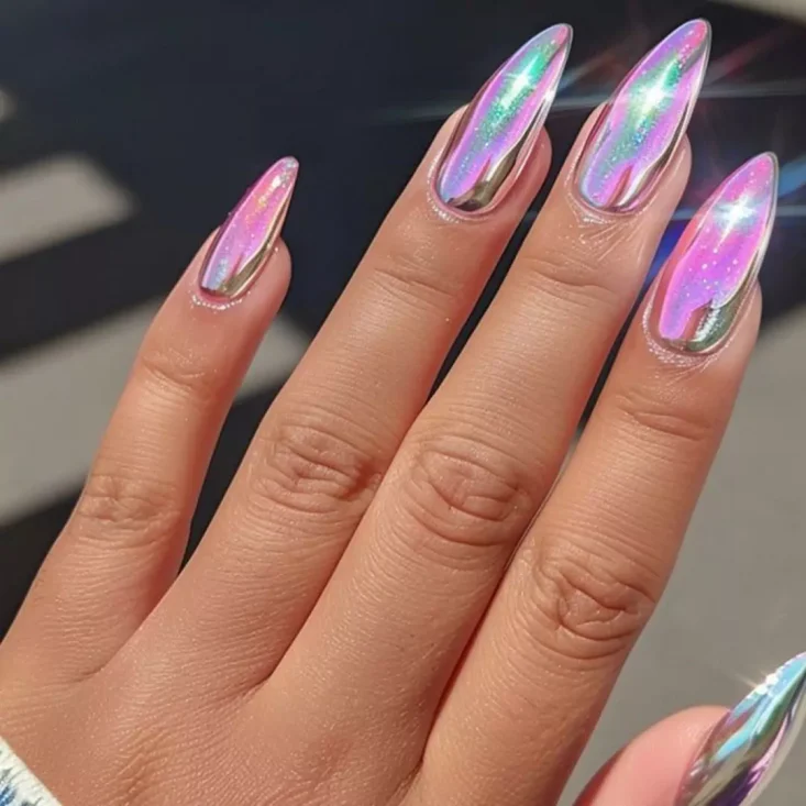 ناخن هفت رنگ شیک