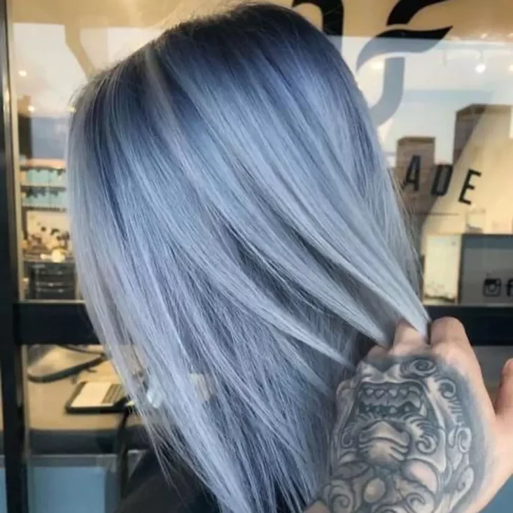 رنگ موی آبی یخی نقره ای